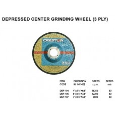 CRESTON DEP-107 DEPRESSED CENTER GRINDING WHEEL ( 3 PLY ) 7”x 1/4” x 7/8
